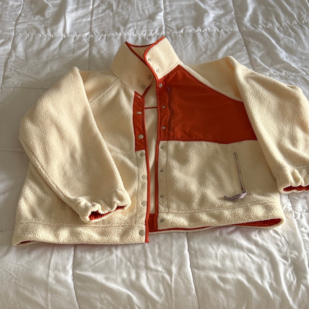 Cream and Orange Fleece Jacket size XL Alder